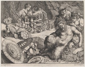 Bakchus a opilý Silenus, 1640-60. od Frans van den Wyngaerde