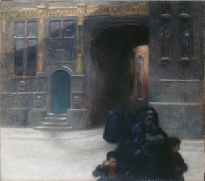 Pozlacené domy v Bruggách (olej na plátně) od Frantz Charlet