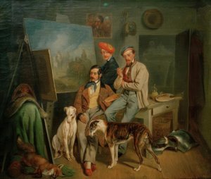 Bratři Benno, Franz a Eugen Adamovi ve studiu
