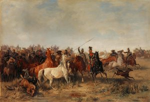 Uhlani kradou koně z Honved-Husarů, 1863
