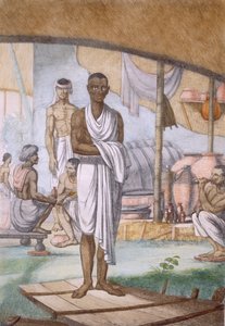Vinař a obchodník z knihy „Hinduisté nebo popis jejich způsobů, kostýmů a obřadů“, kolem 1808-12 (barevný lept) od Franz Balthazar Solvyns