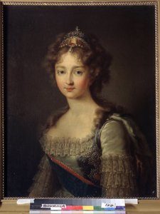 Portrét císařovny Alžběty Alexejevny, princezny Louise Augusty Bádenské (1779-1826). Nosí perlový diadém. (Portrét císařovny Alžběty Alexejevny, princezny Louise Bádenské). Manželka cara Alexandra I. Pavloviče (1777-1825). Malovat