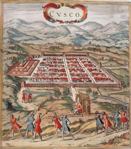 Cuzco, hlavní centrum civilizace Inků (dnešní Peru), snímek z „Civitatis Orbis Terranum“ od Brauna a Hogenberga od Franz Hogenberg