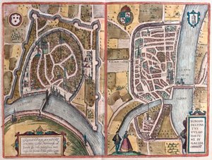 Grenoble a Romans sur Ister, Francie (rytina od Franz Hogenberg
