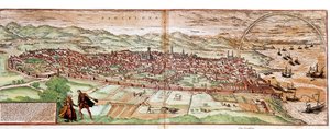 Mapa Barcelony - Španělsko (rytina od Franz Hogenberg