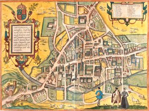 Mapa Cambridge (Cantebrigia), Anglie (lept od Franz Hogenberg