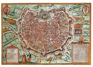 Mapa Milána (rytina od Franz Hogenberg