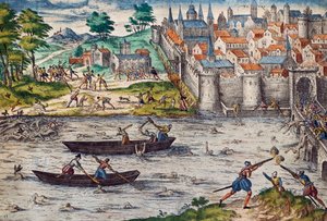 Masakry v Tours, červenec 1562 během náboženských válek proti hugenotům, rytina Franze Hogenberga (1535-1590), Francie od Franz Hogenberg