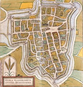 Plan de Ypres (Hypra), Belgie (lept od Franz Hogenberg