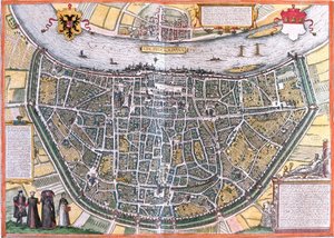 Plán Kolína (Colonia Agrippa), Německo (lept od Franz Hogenberg