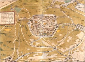 Plán Leiden (Leyden), Nizozemsko (lept od Franz Hogenberg
