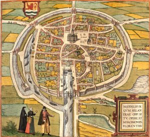 Plán Middelburgu (Middelburgum), Nizozemsko (lept od Franz Hogenberg