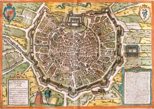 Plán Milána (Mediolanum), Itálie (lept od Franz Hogenberg