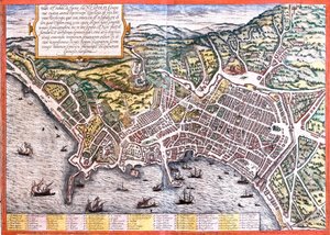 Plán Neapole (Neapolis), Itálie (lept od Franz Hogenberg