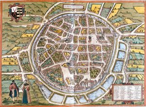 Mapa města Freiberg (Fribergum Misinae), Německo (lept od Franz Hogenberg