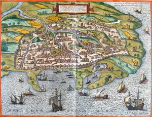Pohled na Alexandrii (Alexandria), Egypt (lept od Franz Hogenberg
