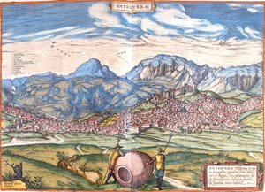 Pohled na Antequeru, Španělsko (lept od Franz Hogenberg