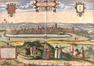 Pohled na Dantzig (Gedanum) (dnešní Gdaňsk), Polsko (lept od Franz Hogenberg