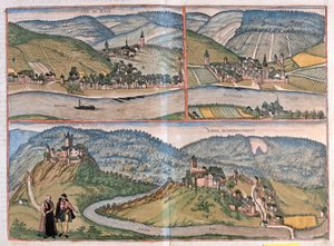 Zell an der Mosel, Bernkastel-Kues, Manderscheid, Německo (rytina od Franz Hogenberg