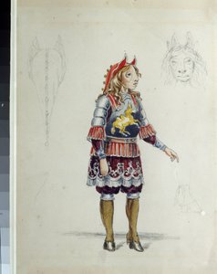 Kostýmní návrh pro balet "Le petit cheval hrbáč"" od Cesare Pugniho (1802-1870) (návrh kostýmu pro Balet The Little Humpbacked Horse od C. Pugniho). Malý kůň. Dílo Franze Iosifoviče Nordmarka, tužka a akvarel na papíře od Franz Iosifovich Nordmark