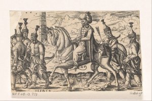 Sultán na koni v doprovodu vojáků od Franz Isaac Brun