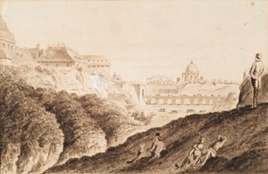 Hofburg s příkopem, hradní branou a mostem