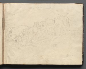 Album s pohledy na Řím a okolí, Krajinné studie, strana 02a: "Olevano" od Franz Johann Heinrich Nadorp