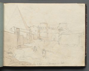 Album s pohledy na Řím a okolí, Krajinářské studie, strana 06a: Rome von der Porta.... od Franz Johann Heinrich Nadorp