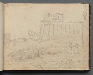 Album s pohledy na Řím a okolí, Krajinářské studie, strana 07a: "Villla Barberini v Římě" od Franz Johann Heinrich Nadorp