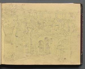 Album s Pohledy na Řím a okolí, Krajinářské studie, strana 12a: Římské ruiny. od Franz Johann Heinrich Nadorp