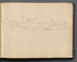 Album s Pohledy na Řím a okolí, Krajinářské studie, strana 16a: Roman View. od Franz Johann Heinrich Nadorp