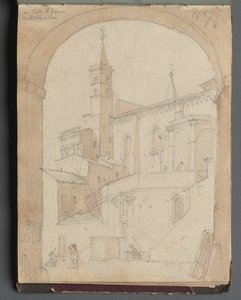 Album s Pohledy na Řím a okolí, Krajinářské studie, strana 18a: Saint John Lateran, Rome. od Franz Johann Heinrich Nadorp