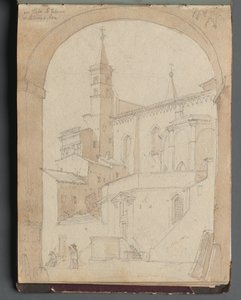 Album s Pohledy na Řím a okolí, Krajinářské studie, strana 18a: Saint John Lateran, Rome od Franz Johann Heinrich Nadorp