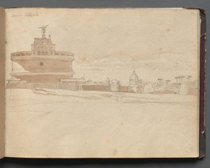 Album s pohledy na Řím a okolí, Krajinářské studie, strana 23a: Castle St Angelo, Řím. od Franz Johann Heinrich Nadorp