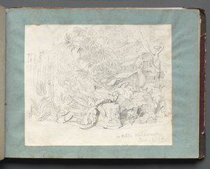 Album s pohledy na Řím a okolí, Krajinářské studie, strana 24a: Ve vile Walkonsky. od Franz Johann Heinrich Nadorp