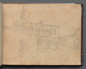 Album s Pohledy na Řím a okolí, Krajinářské studie, strana 26a: Římský architektonický pohled. od Franz Johann Heinrich Nadorp