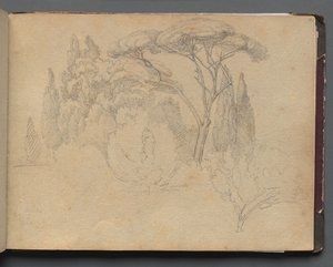 Album s Pohledy na Řím a okolí, Krajinářské studie, strana 29a: Krajinná studie od Franz Johann Heinrich Nadorp