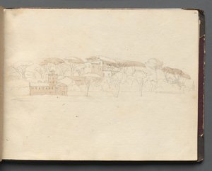 Album s pohledy na Řím a okolí, Krajinářské studie, strana 30a: Římský panoramatický pohled od Franz Johann Heinrich Nadorp
