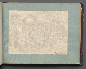 Album s Pohledy na Řím a okolí, Krajinářské studie, strana 36a: Římský pohled. od Franz Johann Heinrich Nadorp
