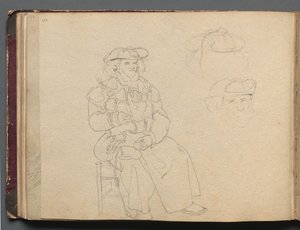 Album s Pohledy na Řím a okolí, Krajinářské studie, strana 38b: Figurová studie od Franz Johann Heinrich Nadorp