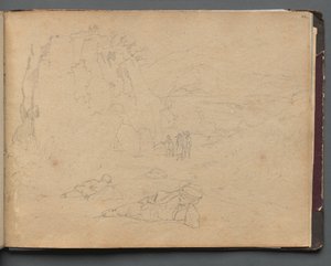 Album s Pohledy na Řím a okolí, Krajinářské studie, strana 44a: Postavy v krajině. od Franz Johann Heinrich Nadorp
