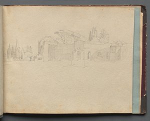 Album s Pohledy na Řím a okolí, Krajinářské studie, strana 51a: Římská krajina od Franz Johann Heinrich Nadorp