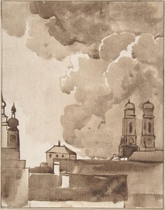 Pohled na Mnichov s Marienkirche vpravo, konec 18.-začátek 19. století.