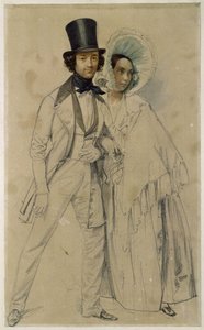 Manželé Paul a Amalie Taglioniovi (Studie k obrazu „Přehlídka prvního gardového pěšího pluku“, 1839) od Franz Krüger