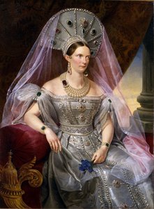 Portrét císařovny Alexandry Fjodorovny Charlotty Pruské, v kokoshniku, cca 1836