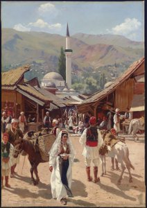 Pohled na Bascarsija, Sarajevo (olej na plátně)