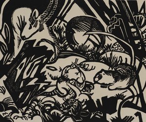Zvířecí legenda (dřevořez) od Franz Marc