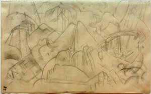 Horská krajina s mostem (Tyrolsko) od Franz Marc