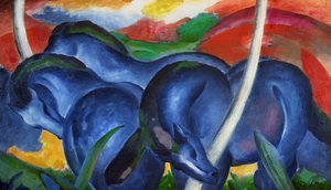 Velké modré koně od Franze Marca (1880-1916), olej na plátně od Franz Marc