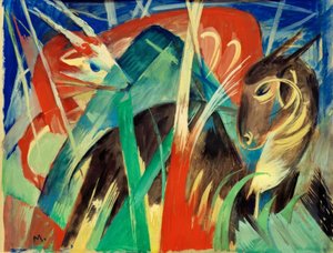Mýtická zvířata I (zvířecí kompozice I) od Franz Marc